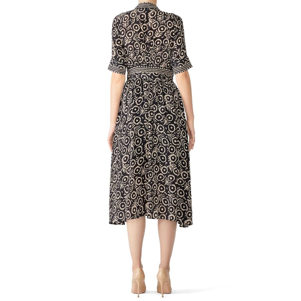 SEA NEW YORK Black White Ink-Dot Bloom Front Button Midi Dress Size 4 - Picture 3 of 13